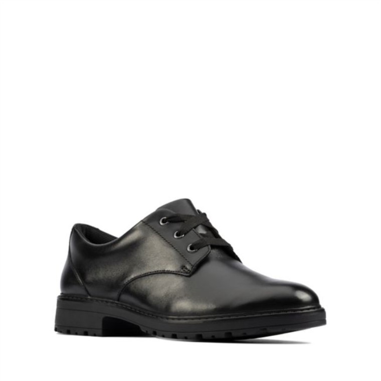 Dempster Encaje Juvenil Cuero Negro Clarks Cuero Negro