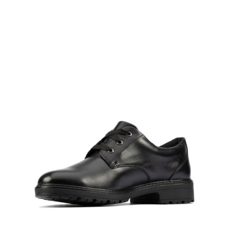 Dempster Encaje Juvenil Cuero Negro Clarks Cuero Negro