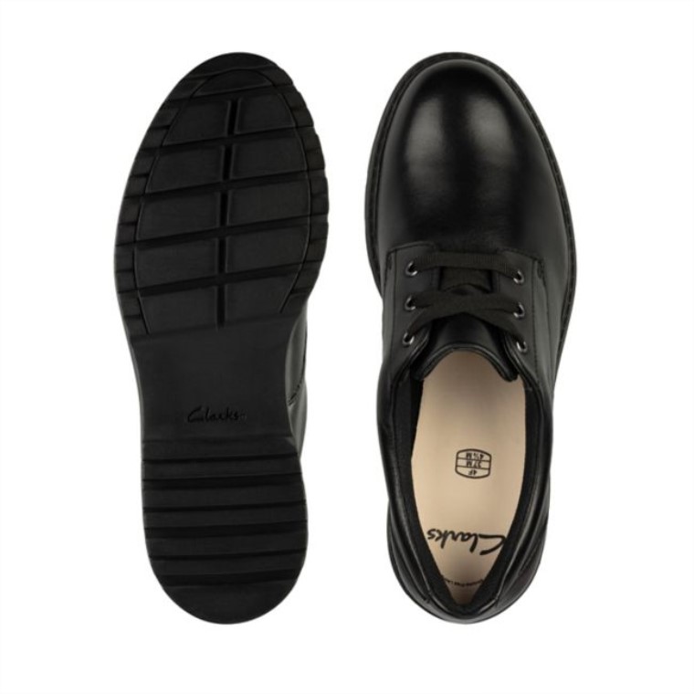Dempster Encaje Juvenil Cuero Negro Clarks Cuero Negro