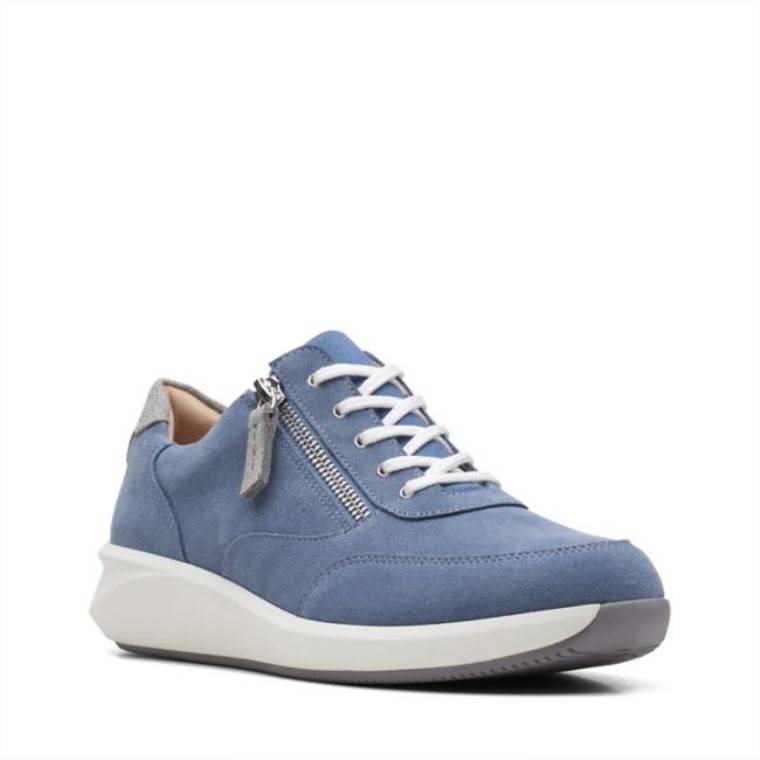 Ante Azul Vaquero Clarks Un Rio Zip Ante Azul Vaquero