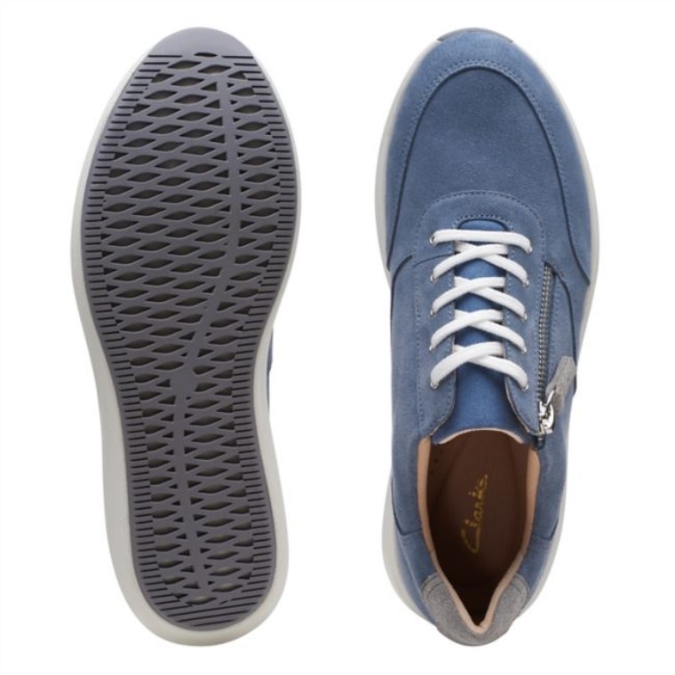 Ante Azul Vaquero Clarks Un Rio Zip Ante Azul Vaquero