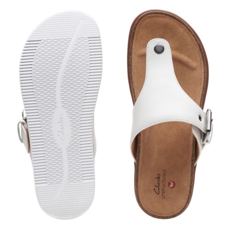 Elayne Step Cuero Blanco Clarks Cuero Blanco