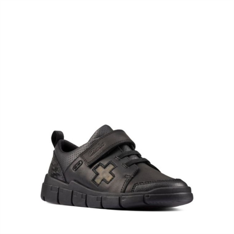 Codificar Flash Niño Cuero Negro Clarks Cuero Negro