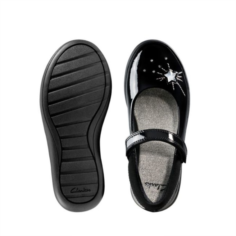 Grabado Chispa Niño Charol Negro Clarks Charol Negro