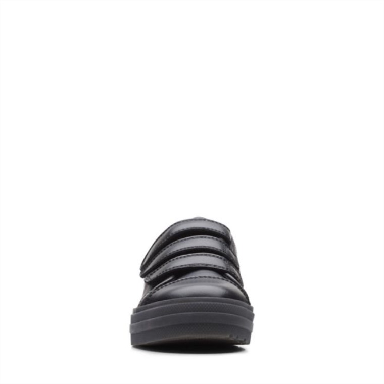 Llamarada Niño Brillante Cuero Negro Cuero Negro Clarks