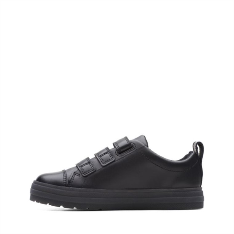 Llamarada Niño Brillante Cuero Negro Cuero Negro Clarks