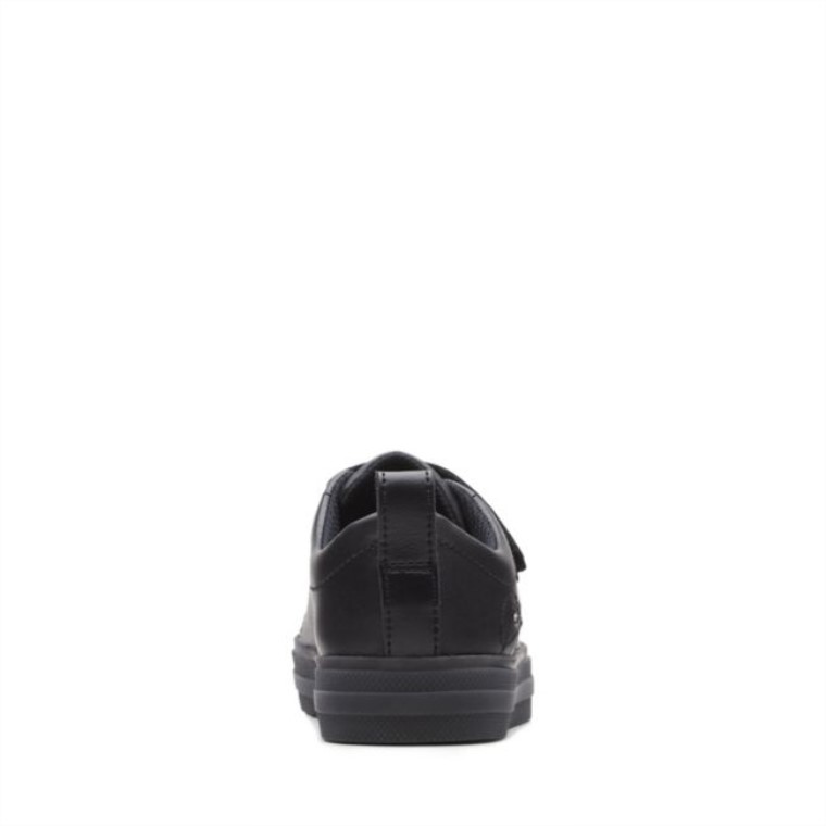 Llamarada Niño Brillante Cuero Negro Cuero Negro Clarks