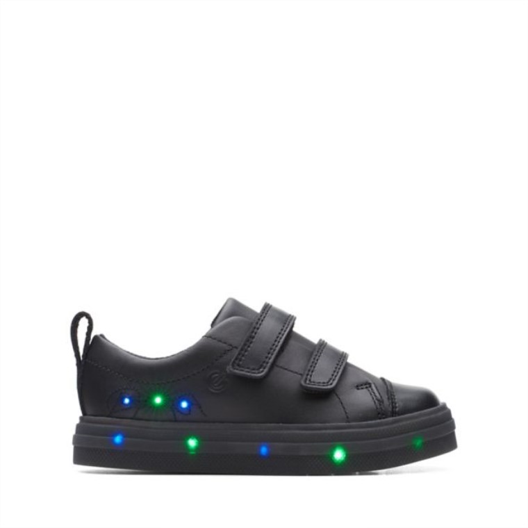 Bengala Brillante Niño Cuero Negro Clarks Cuero Negro