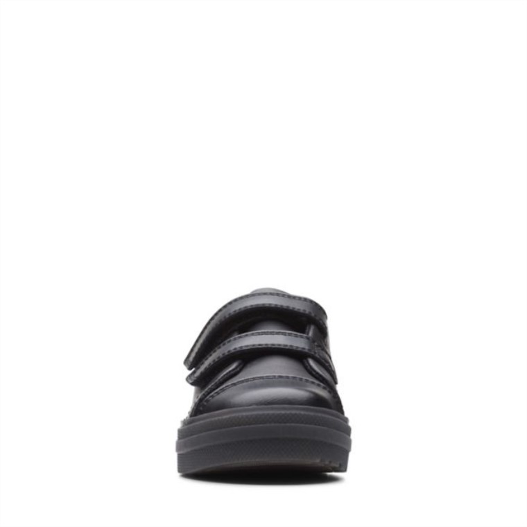 Bengala Brillante Niño Cuero Negro Clarks Cuero Negro