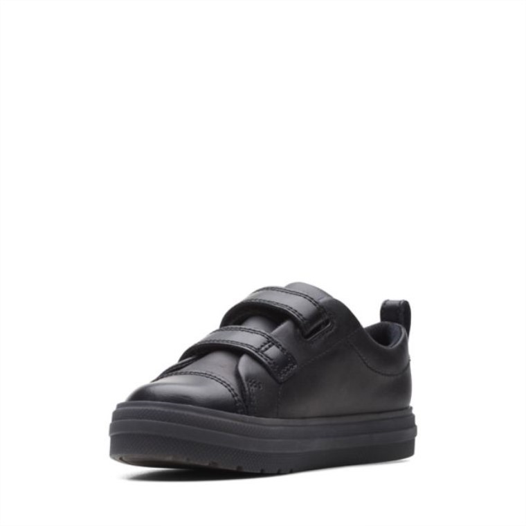 Bengala Brillante Niño Cuero Negro Clarks Cuero Negro