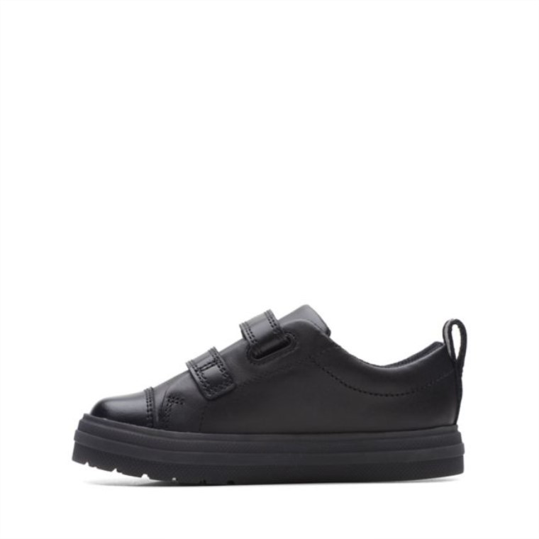 Bengala Brillante Niño Cuero Negro Clarks Cuero Negro