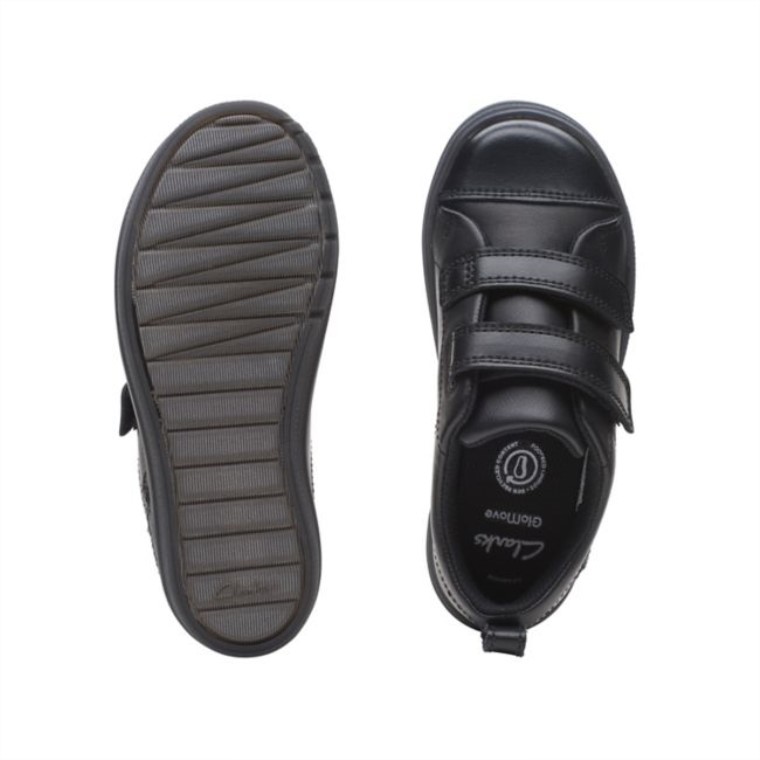 Bengala Brillante Niño Cuero Negro Clarks Cuero Negro