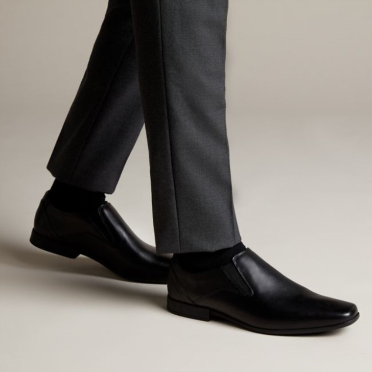 Slip Glement Cuero Negro Cuero Negro Clarks
