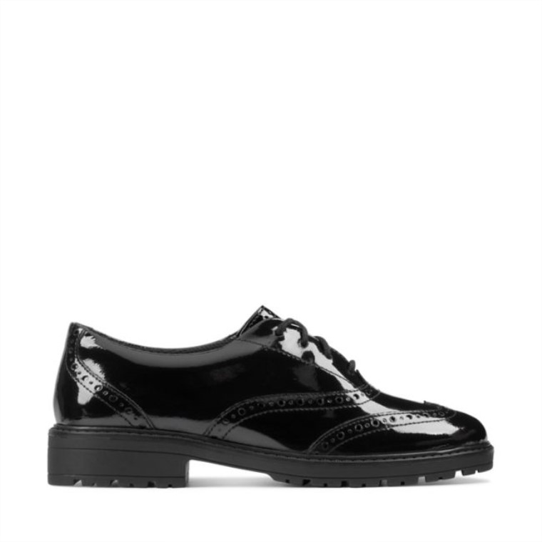 Loxham Brogue Juvenil Charol Negro Clarks Charol Negro