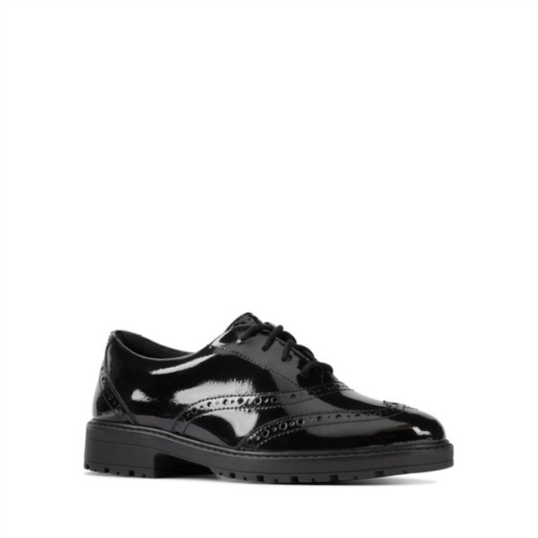 Loxham Brogue Juvenil Charol Negro Clarks Charol Negro
