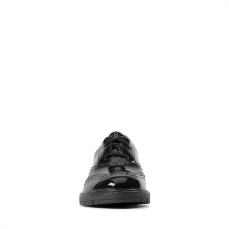 Loxham Brogue Juvenil Charol Negro Clarks Charol Negro