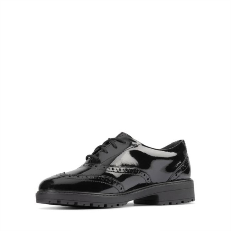 Loxham Brogue Juvenil Charol Negro Clarks Charol Negro