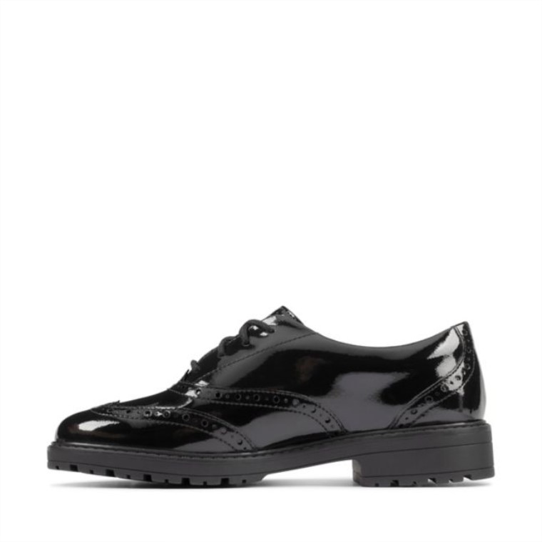 Loxham Brogue Juvenil Charol Negro Clarks Charol Negro