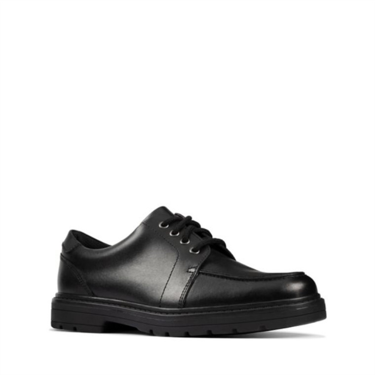 Loxham Pace Juvenil Cuero Negro Cuero Negro Clarks