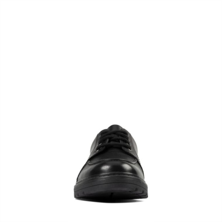 Loxham Pace Juvenil Cuero Negro Cuero Negro Clarks