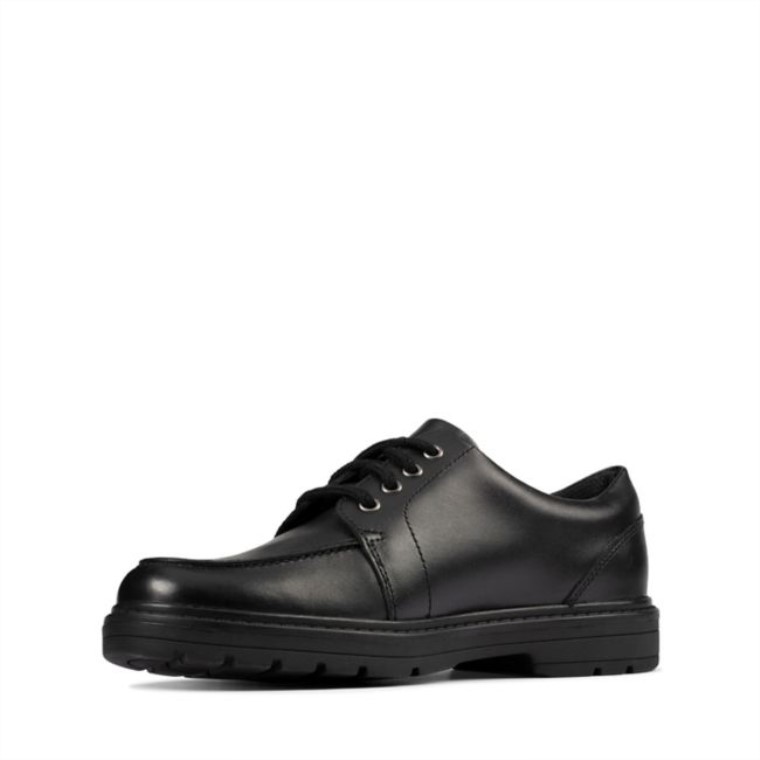 Loxham Pace Juvenil Cuero Negro Cuero Negro Clarks