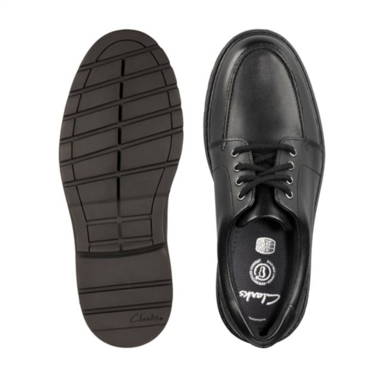 Loxham Pace Juvenil Cuero Negro Cuero Negro Clarks