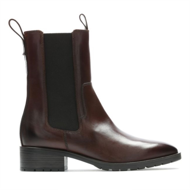 Lydia Top Cuero Marrón Británico Clarks Cuero Marrón Británico