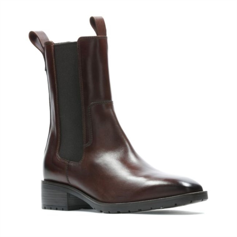 Lydia Top Cuero Marrón Británico Clarks Cuero Marrón Británico