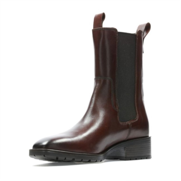 Lydia Top Cuero Marrón Británico Clarks Cuero Marrón Británico