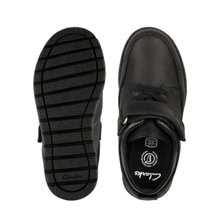 Mendip Tor Niño Cuero Negro Clarks Cuero Negro