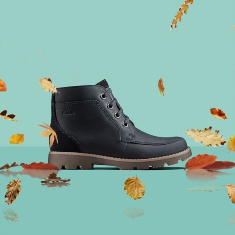 Azul Marino Clarks Heath Encaje Niño Azul Marino