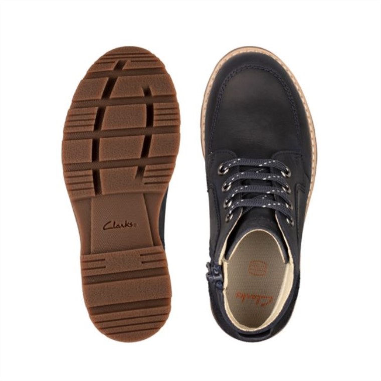 Azul Marino Clarks Heath Encaje Niño Azul Marino