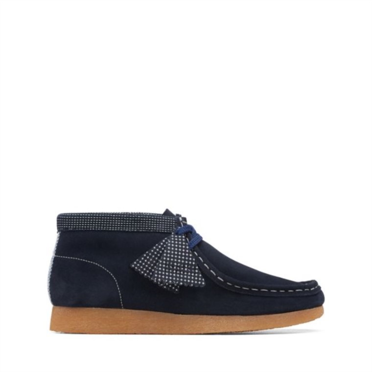Combinación Azul Marino Clarks Wallabee Bota Botas Combinación Azul Marino Más Antiguo