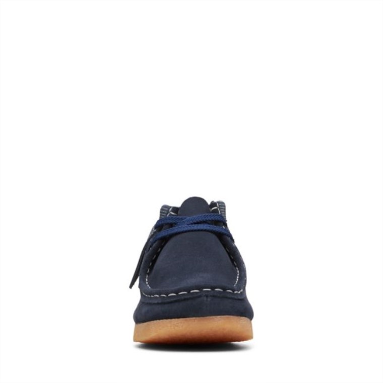 Combinación Azul Marino Clarks Wallabee Bota Botas Combinación Azul Marino Más Antiguo