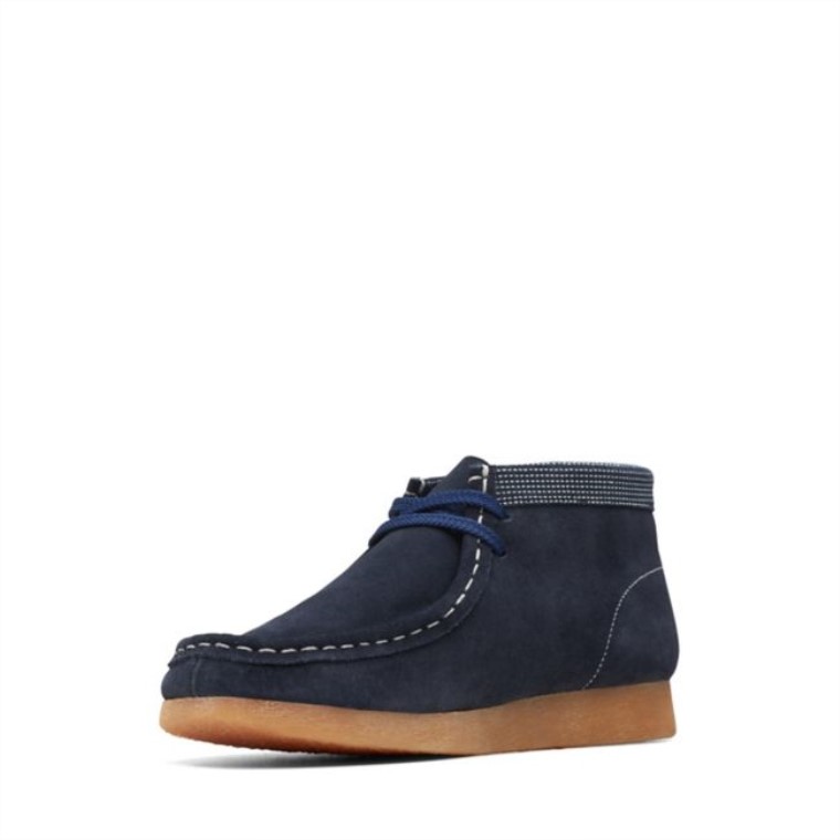 Combinación Azul Marino Clarks Wallabee Bota Botas Combinación Azul Marino Más Antiguo