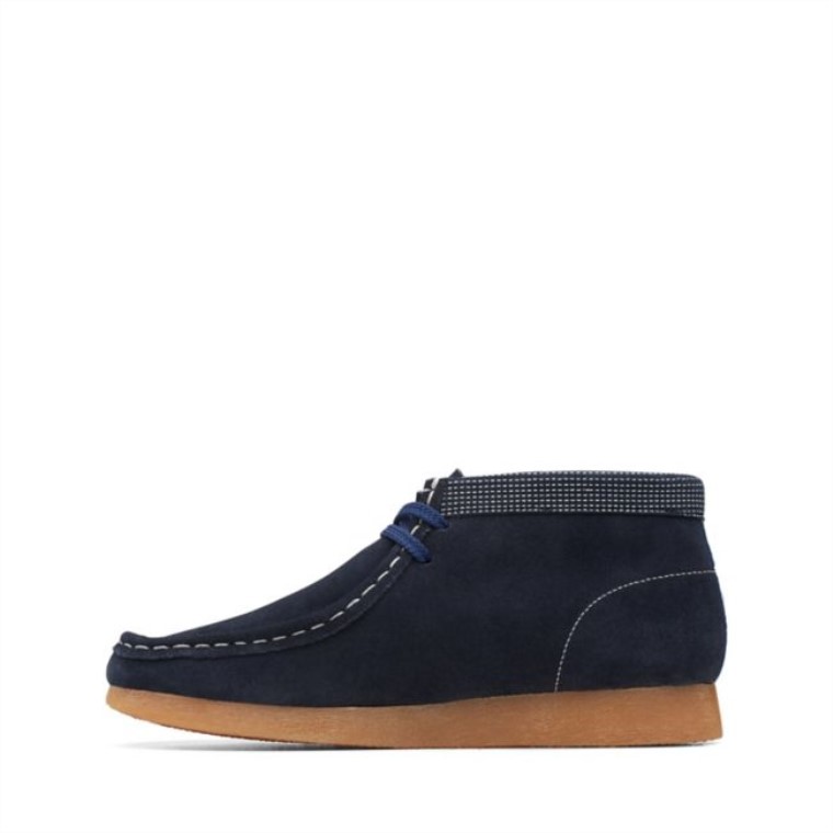 Combinación Azul Marino Clarks Wallabee Bota Botas Combinación Azul Marino Más Antiguo