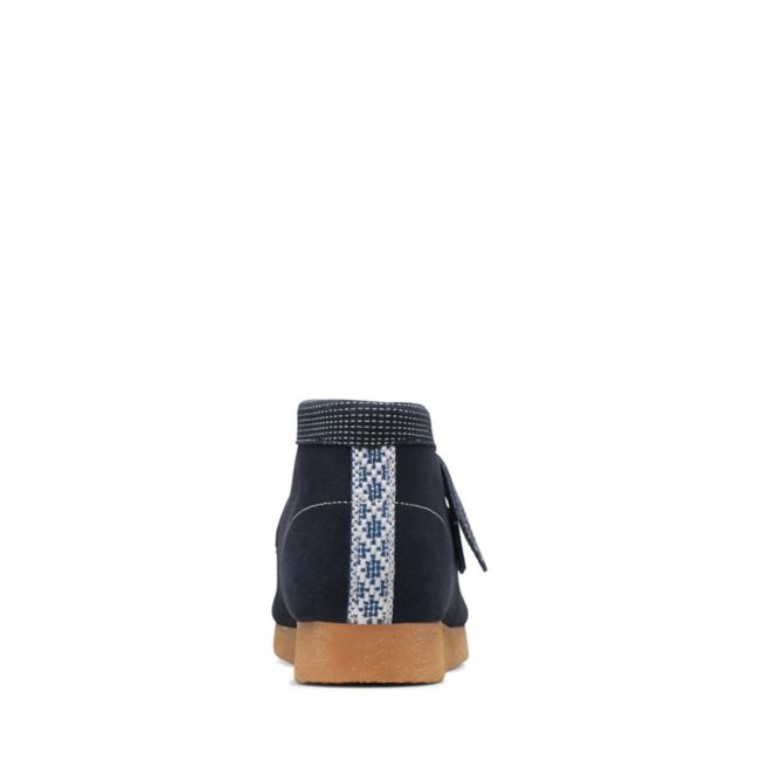 Combinación Azul Marino Clarks Wallabee Bota Botas Combinación Azul Marino Más Antiguo