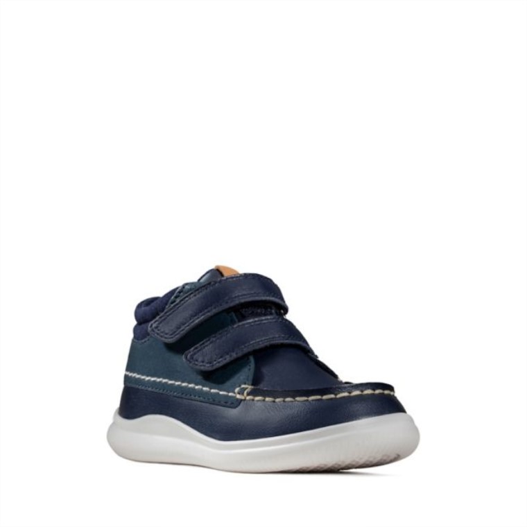 Cuero Azul Marino Clarks Crest Tuktu Niño Cuero Azul Marino