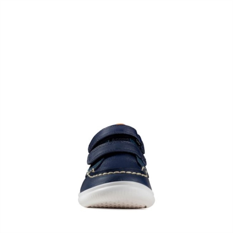 Cuero Azul Marino Clarks Crest Tuktu Niño Cuero Azul Marino