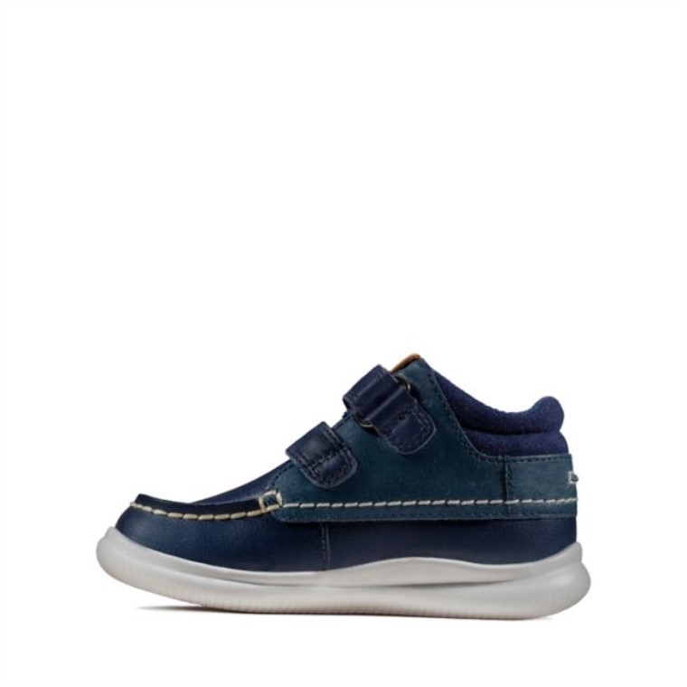 Cuero Azul Marino Clarks Crest Tuktu Niño Cuero Azul Marino