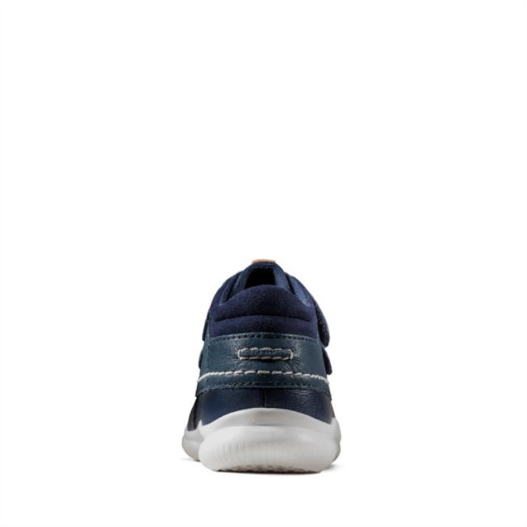 Cuero Azul Marino Clarks Crest Tuktu Niño Cuero Azul Marino