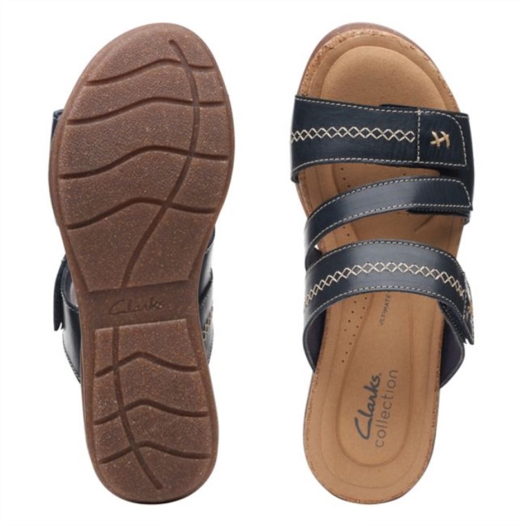 Cuero Azul Marino Clarks Roseville Bay Cuero Azul Marino