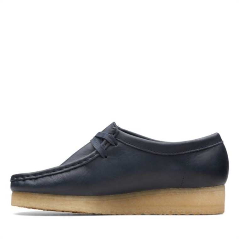 Azul Marino Cuero Clarks Wallabee