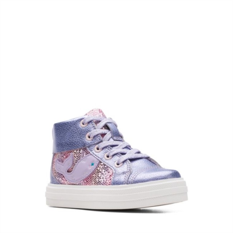 Nova City Niño Piel Lila Clarks Piel Lila