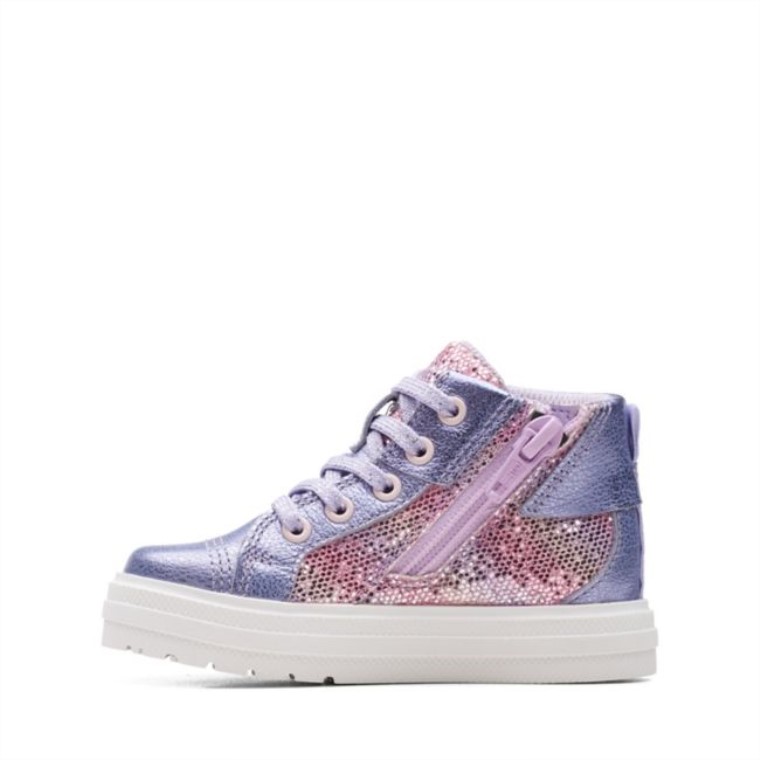 Nova City Niño Piel Lila Clarks Piel Lila