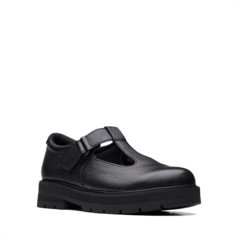 Prague Brill Juvenil Cuero Negro Clarks Cuero Negro