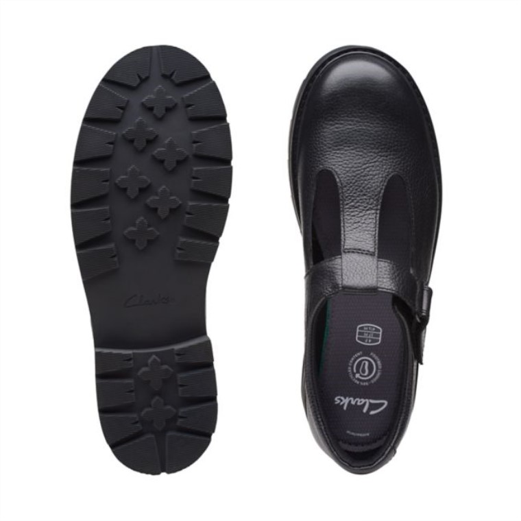 Prague Brill Juvenil Cuero Negro Clarks Cuero Negro