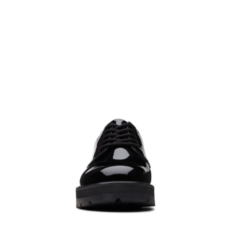 Encaje De Praga Juvenil Charol Negro Charol Negro Clarks