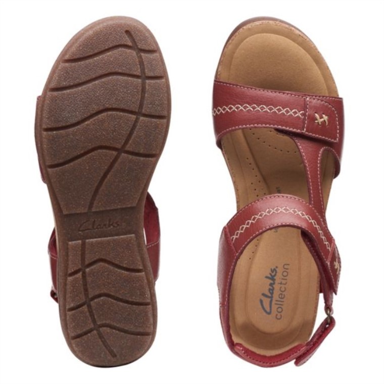 Cuero Rojo Clarks Roseville Mae Cuero Rojo