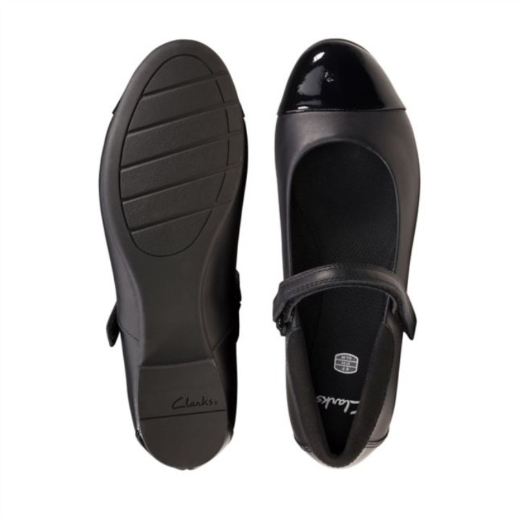 Scala Gem Juvenil Cuero Negro Cuero Negro Clarks